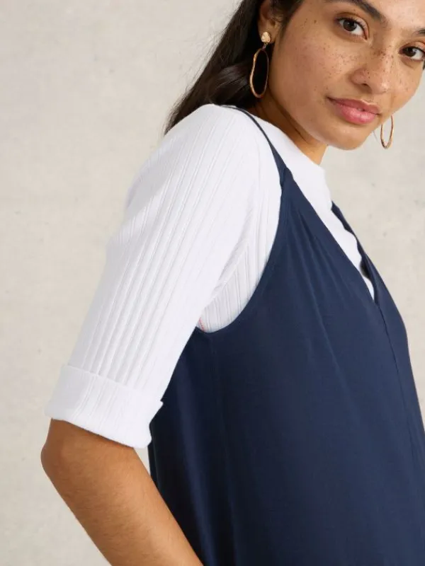 Selina Jersey V Neck Jumpsuit in DARK NAVY<White Stuff New