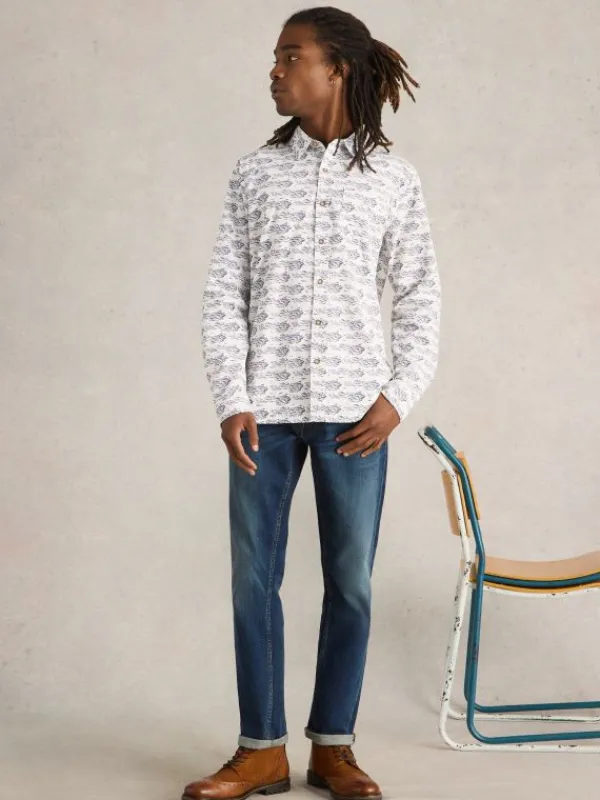 SHOAL FISH PRINTED SHIRT in WHITE PRINT<White Stuff Sale