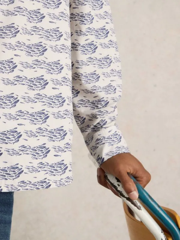 SHOAL FISH PRINTED SHIRT in WHITE PRINT<White Stuff Sale