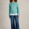 SOPHIA CREW NECK JUMPER in MID BLUE<White Stuff Sale