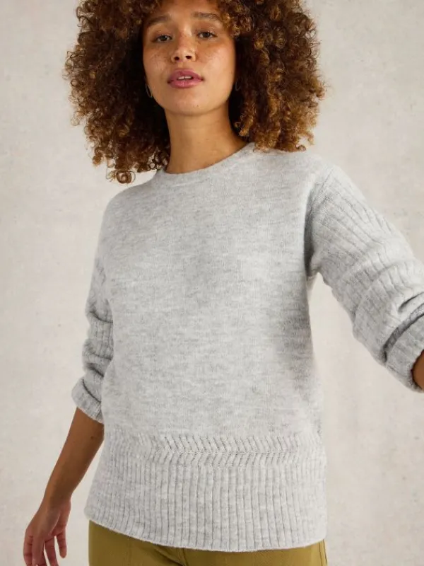 SOPHIA CREW NECK JUMPER in GREY MARL<White Stuff Clearance
