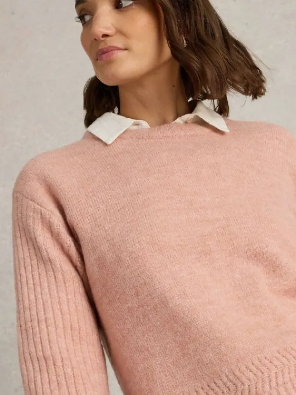 SOPHIA CREW NECK JUMPER in DUSTY PINK<White Stuff Outlet