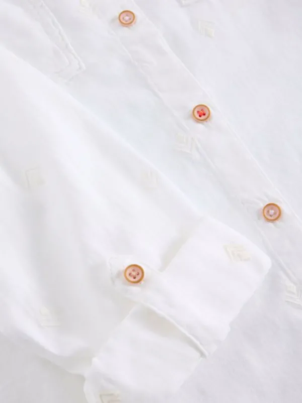 Sophie Longline Cotton Shirt in PALE IVORY<White Stuff Hot