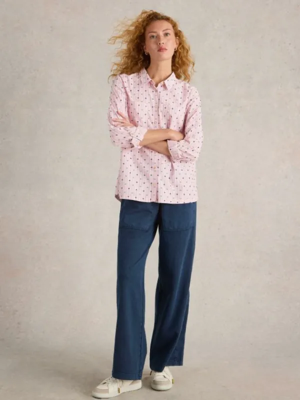 Sophie Organic Cotton Long Sleeve Shirt in RED MULTI<White Stuff Fashion