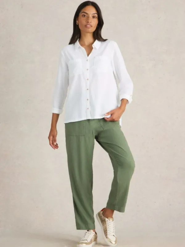 Sophie Organic Cotton Long Sleeve Shirt in PALE IVORY<White Stuff Online