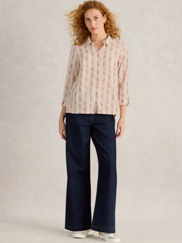 Sophie Organic Cotton Long Sleeve Shirt in PINK MULTI<White Stuff Best