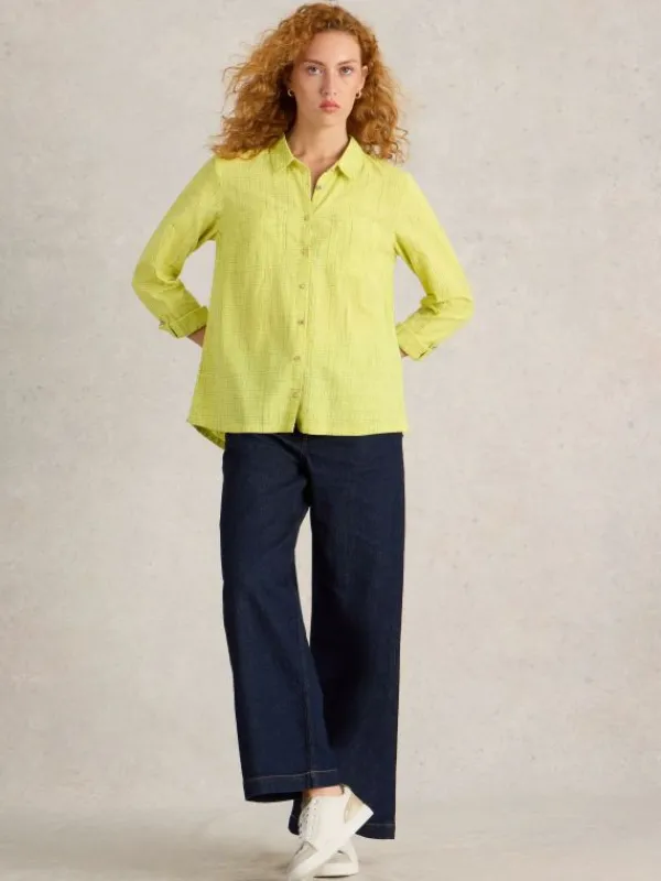 Sophie Organic Cotton Long Sleeve Shirt in YELLOW MULTI<White Stuff New
