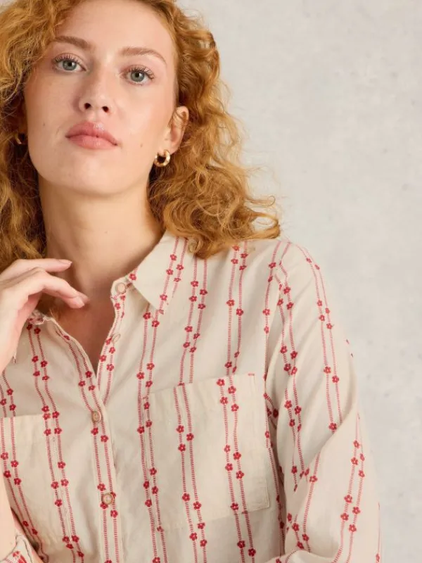Sophie Organic Cotton Long Sleeve Shirt in PINK MULTI<White Stuff Best