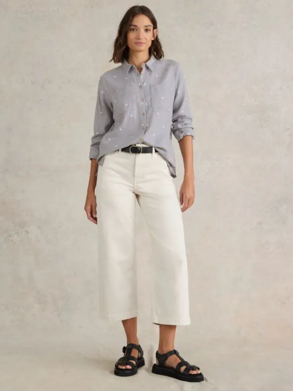 Sophie Organic Cotton Shirt in GREY MULTI<White Stuff Sale