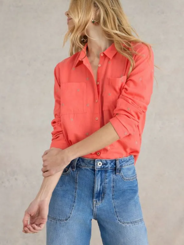 Sophie Organic Cotton Shirt in BRIGHT PINK<White Stuff Outlet