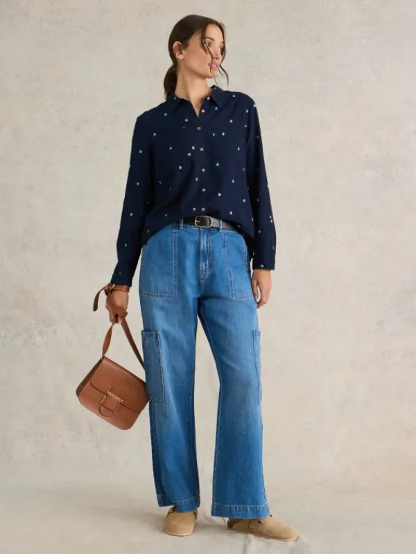 Sophie Organic Cotton Shirt in DARK NAVY<White Stuff Best