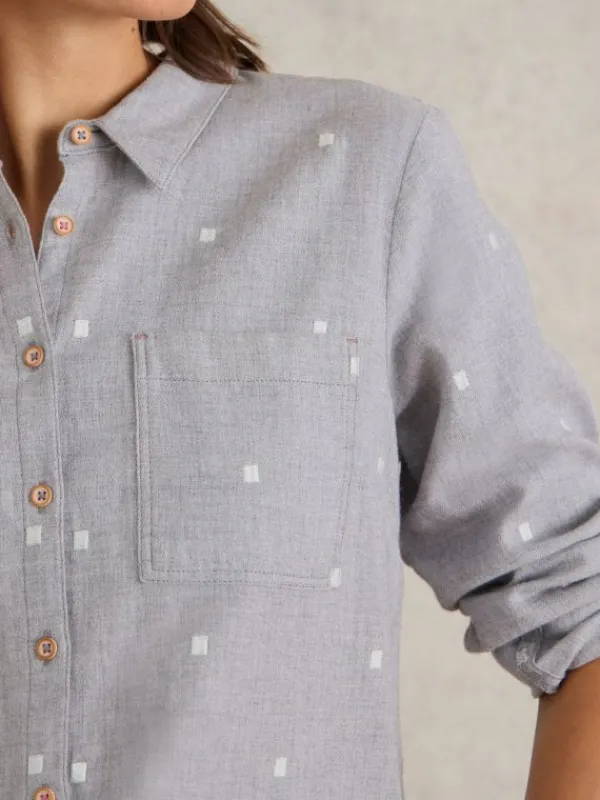 Sophie Organic Cotton Shirt in GREY MULTI<White Stuff Sale