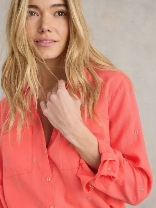 Sophie Organic Cotton Shirt in BRIGHT PINK<White Stuff Outlet