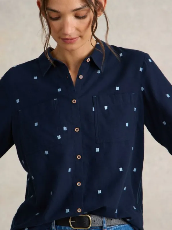 Sophie Organic Cotton Shirt in DARK NAVY<White Stuff Best
