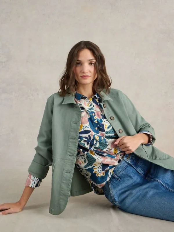 Sophie Organic Shirt in IVORY PRINT<White Stuff Online