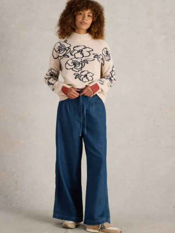 SPRIG FLORAL WOOL JUMPER in NATURAL MULTI<White Stuff Hot