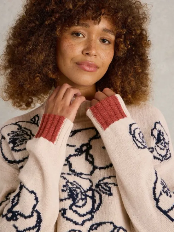 SPRIG FLORAL WOOL JUMPER in NATURAL MULTI<White Stuff Hot