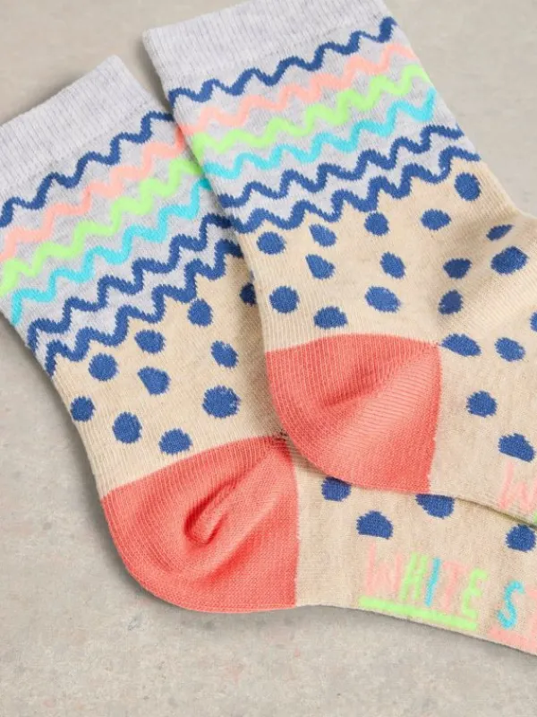 Squiggle Spotty Ankle Sock in NATURAL MULTI<White Stuff Sale