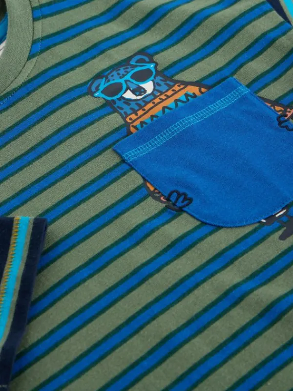 SS Bear Pocket Stripe Tee in BLUE MULTI<White Stuff Outlet