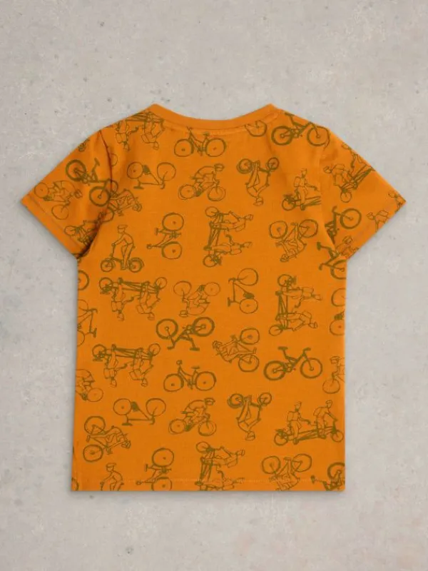 SS Bike Print Tee in ORANGE MULTI<White Stuff Fashion