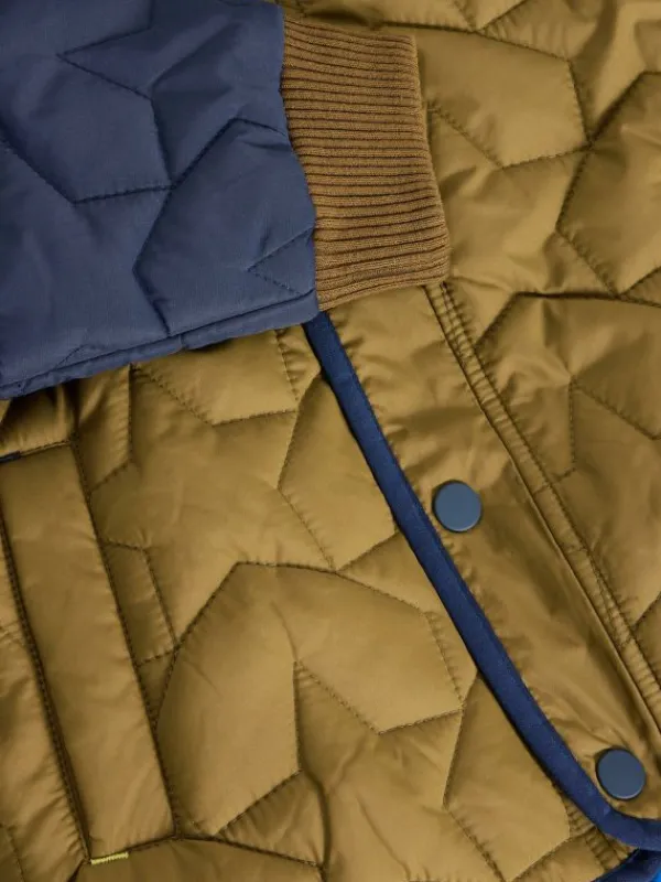 Star Quilted Colourblock Coat in KHAKI GREEN<White Stuff Sale