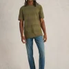 Stirling Textured Tee in KHAKI GREEN<White Stuff Hot