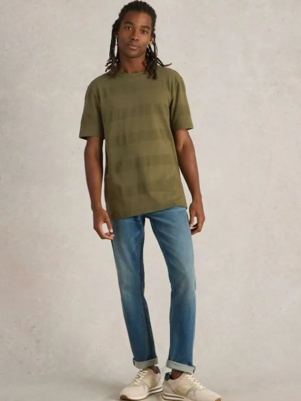 Stirling Textured Tee in KHAKI GREEN<White Stuff Hot