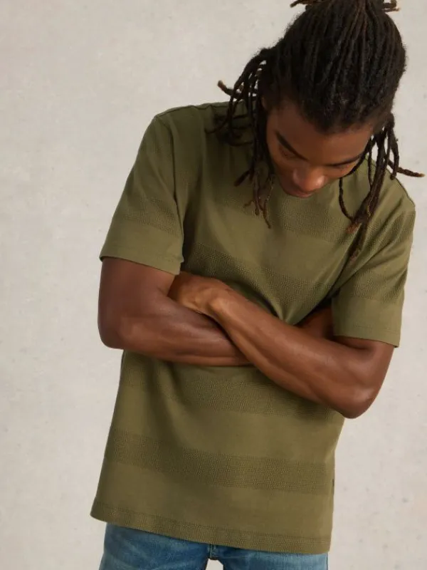 Stirling Textured Tee in KHAKI GREEN<White Stuff Hot