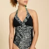 Sunshine Reversible Halter neck Swimsuit in GREEN MULTI<White Stuff Discount