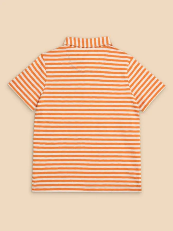 Surfers Stripe SS Polo in MID ORANGE<White Stuff Discount
