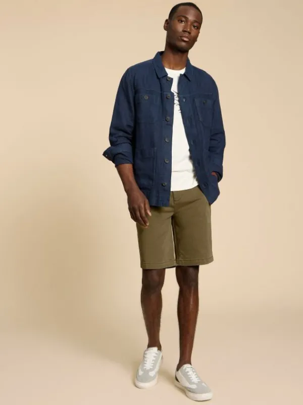 Sutton Organic Chino Short in DARK GREEN<White Stuff Online