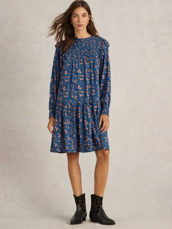 Sylvie Dress in BLUE MULTI<White Stuff Clearance