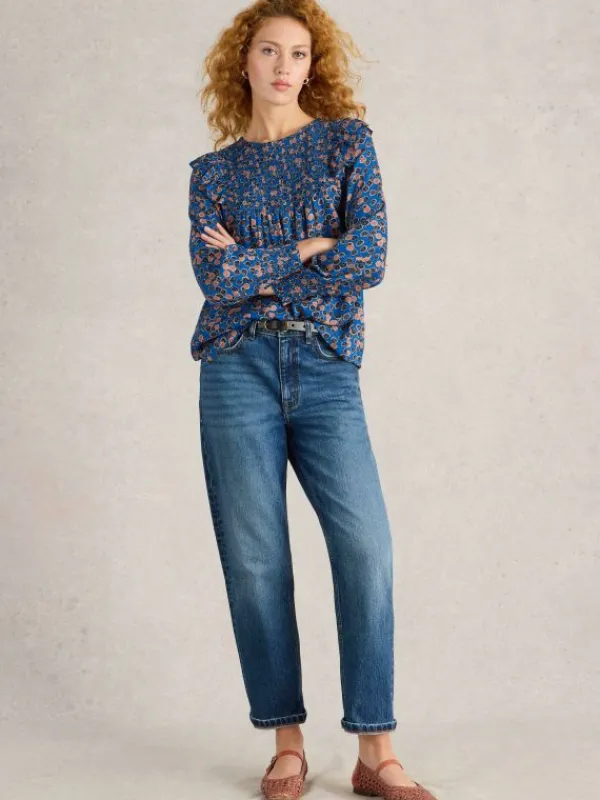 Sylvie Top in BLUE PRINT<White Stuff Clearance