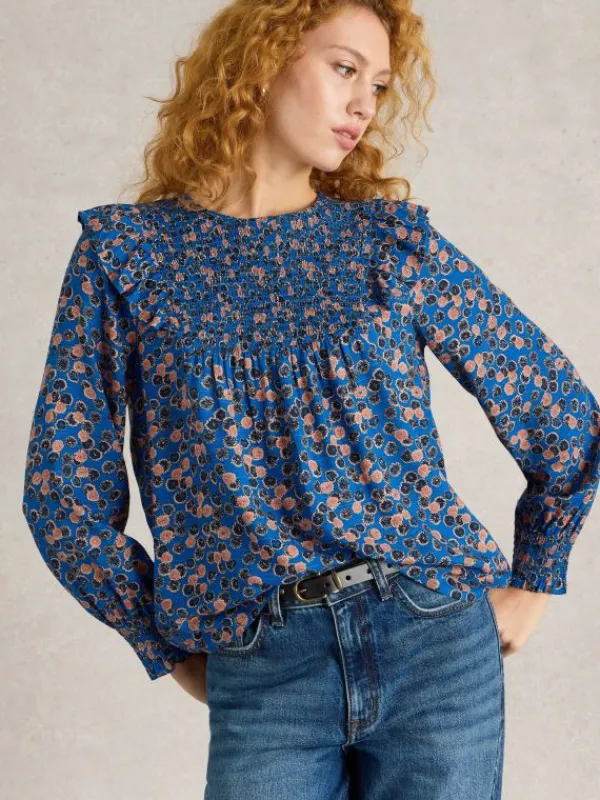 Sylvie Top in BLUE PRINT<White Stuff Clearance