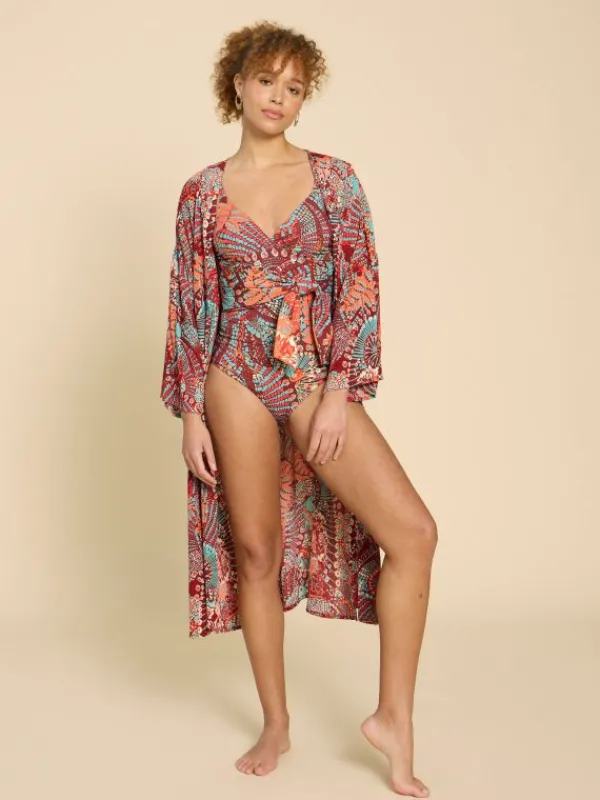 Tabitha Tummy Control Swimsuit in RED PRINT<White Stuff Clearance