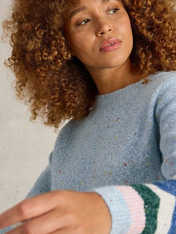 TALIA NEP JUMPER in BLUE MULTI<White Stuff Hot
