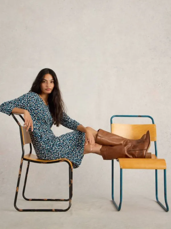 Tallie Jersey Crew Neck Dress in NAVY MULTI<White Stuff Clearance