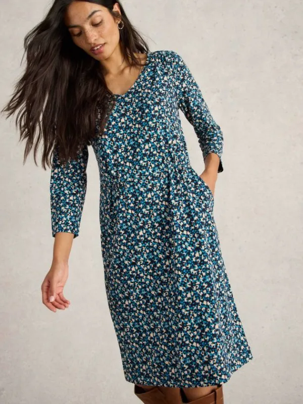 Tallie Jersey Crew Neck Dress in NAVY MULTI<White Stuff Clearance