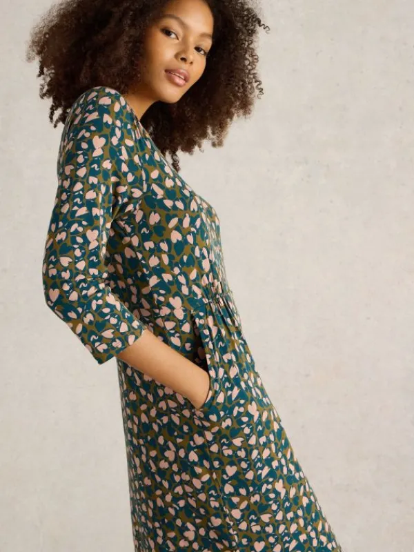 Tallie Jersey Dress in GREEN PRINT<White Stuff Hot