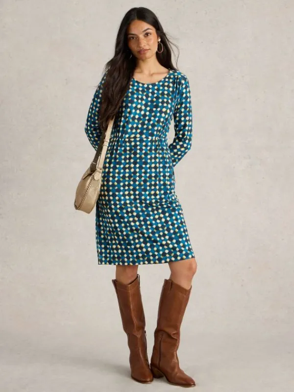 Tallie Jersey Printed Dress in NAVY PRINT<White Stuff Online