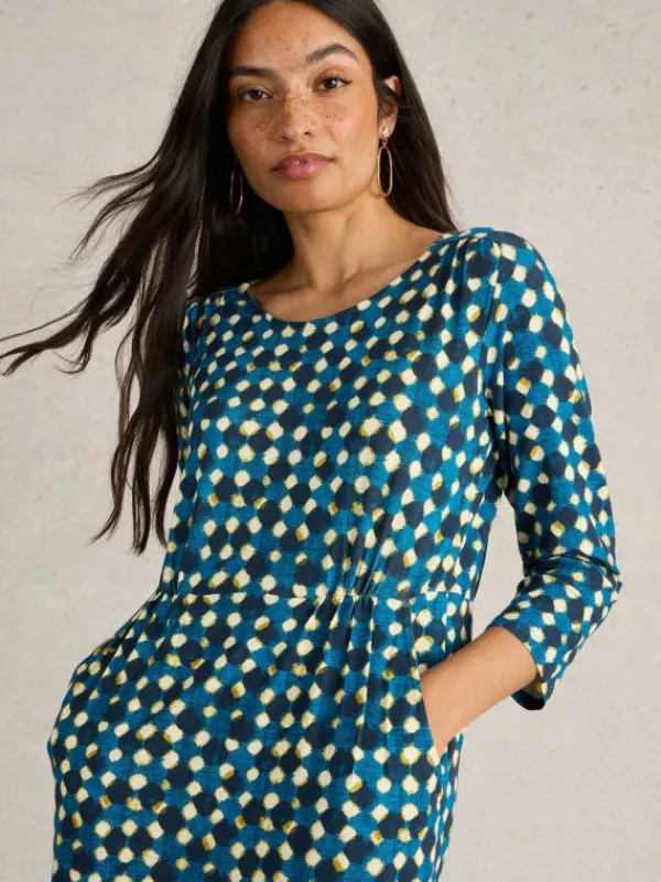 Tallie Jersey Printed Dress in NAVY PRINT<White Stuff Online