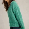 TAMMY TEXTURED V NECK in BRIGHT GREEN<White Stuff Fashion