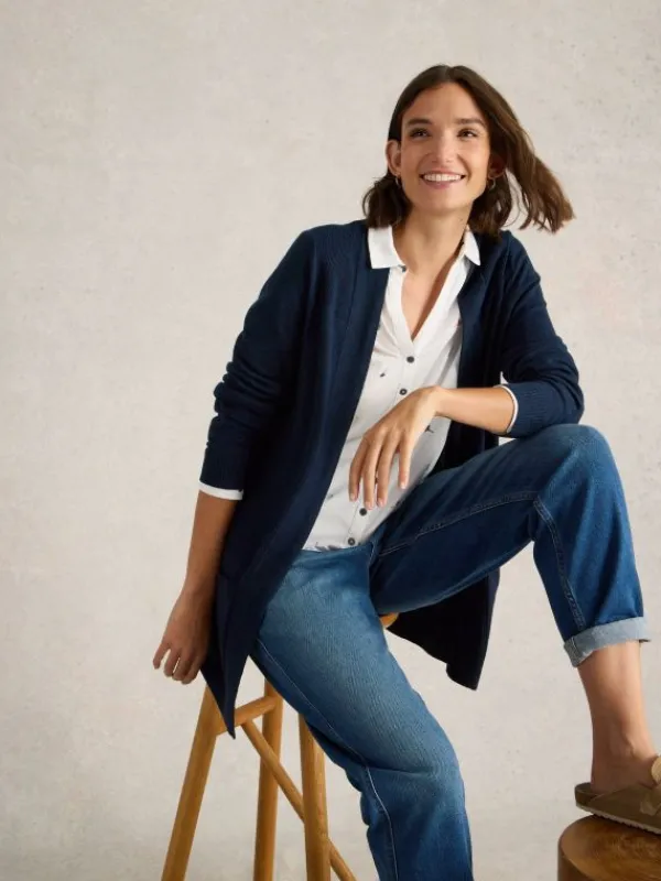 TANYA LONGLINE CARDI in FRENCH NAVY<White Stuff Online