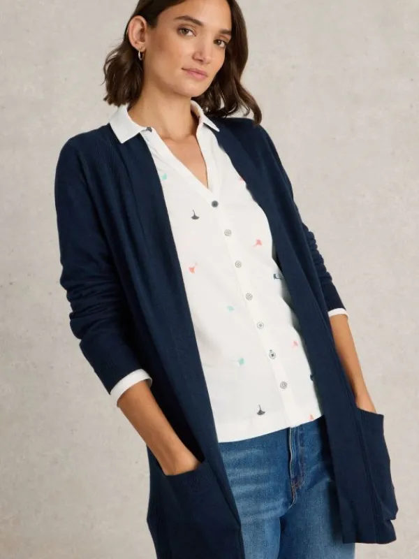 TANYA LONGLINE CARDI in FRENCH NAVY<White Stuff Online