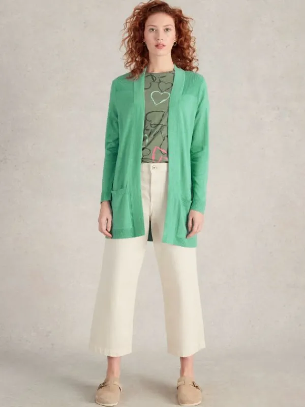 TANYA LONGLINE CARDI in MID TEAL<White Stuff New