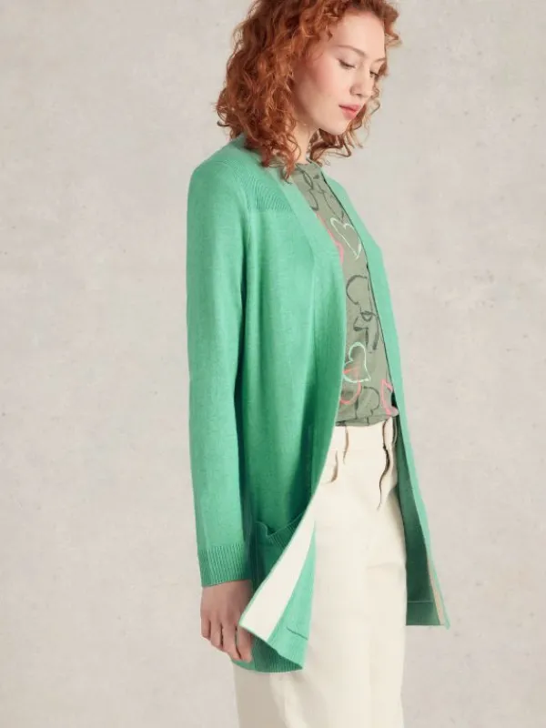 TANYA LONGLINE CARDI in MID TEAL<White Stuff New