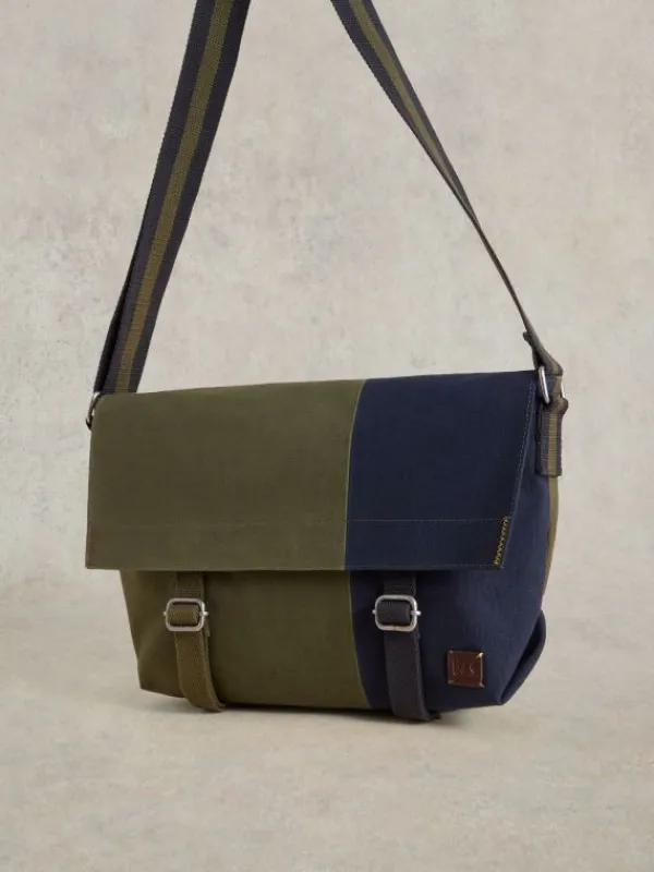 Teddy Canvas Messenger Bag in GREEN MULTI<White Stuff Clearance
