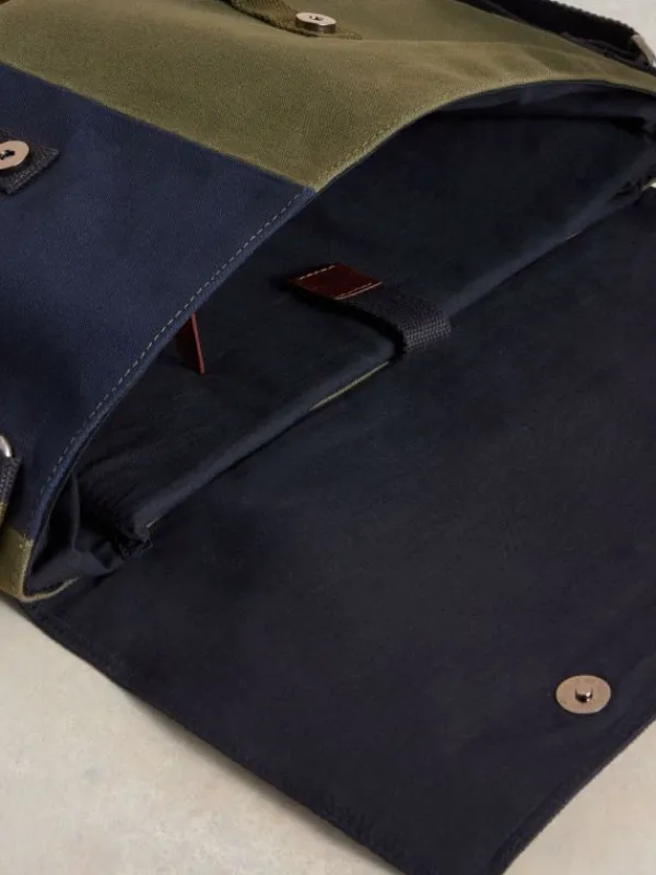 Teddy Canvas Messenger Bag in GREEN MULTI<White Stuff Clearance
