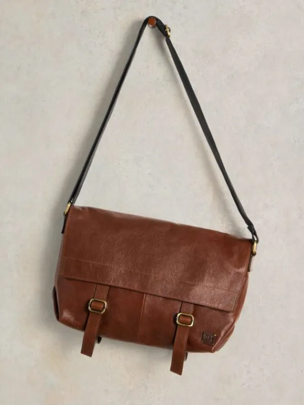 Teddy Leather Messenger Bag in MID TAN<White Stuff Best