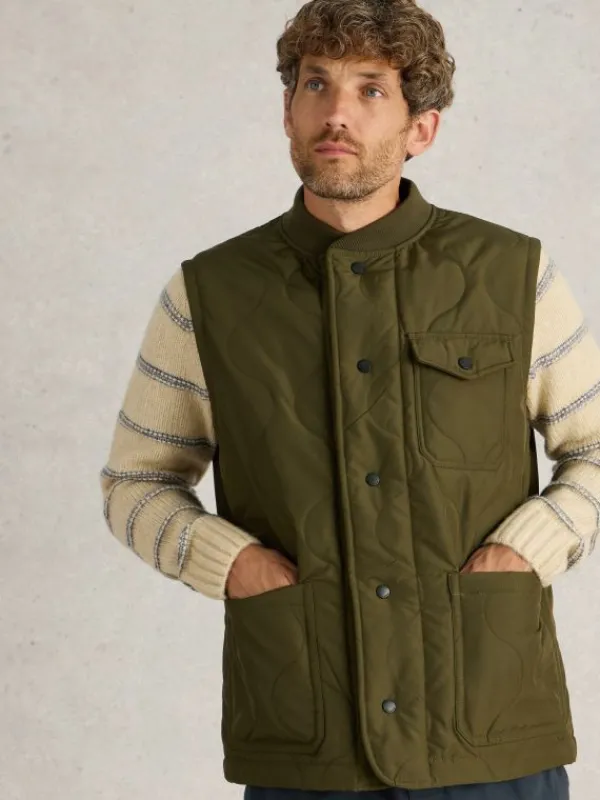 Tenby Quilted Gilet in KHAKI GREEN<White Stuff Clearance